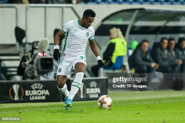 Virgil Misidjan of Ludogorets controls the ball during the UEFA Europa League group C match between 1899 Hoffenheim and PFC Ludogorets Razgrad at...