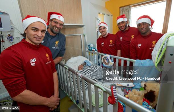 Liverpool manager Jurgen Klopp with players Lazar Markovic, Andrew Robertson, Joe Gomez and Georginio Wijnaldum making their annual visit to Alder...