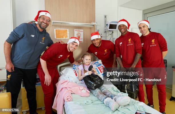 Liverpool manager Jurgen Klopp with players Andrew Robertson, Joe Gomez, Georginio Wijnaldum and Lazar Markovic making their annual visit to Alder...