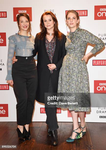 Annes Elwy, Emily Watson and Maya Thurman-Hawke attend a special screening of new BBC drama "Little Women" at The Soho Hotel on December 11, 2017 in...