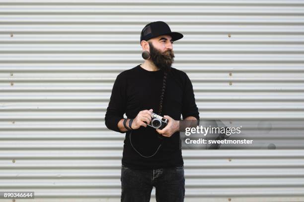 handsome men with long beard - tshirt template stock pictures, royalty-free photos & images