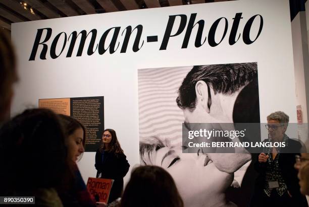 People visit the exhibition 'Roman-Photo ' during a press preview at the Museum of European and Mediterranean Civilisations in Marseille, southern...