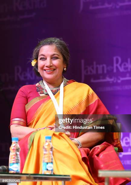 Bollywood actor Shabana Azmi during the Jashn-e-Rekhta 2017 Urdu Festival on December 9, 2017 in New Delhi, India. Jashn-e-Rekhta the annual three...