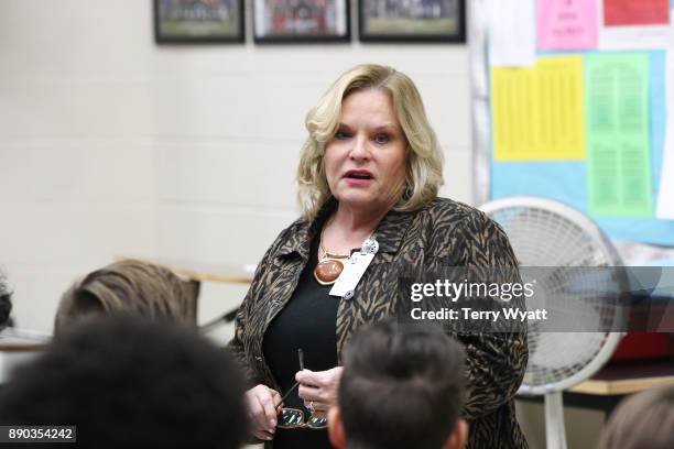 Dr. Nola Jones speaks during the Donation of Musical Instruments to Antioch High School Music Students by Country Music Artist Easton Corbin and Cost...