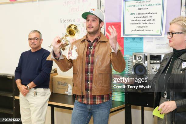 Country Music Artist Easton Corbin and Cost Plus World Market Surprise Antioch High School Music Students With Donation of Musical Instruments on...