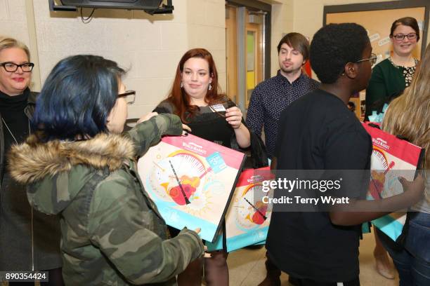 View of the atmosphere during the Donation of Musical Instruments to Antioch High School Music Students by Country Music Artist Easton Corbin and...