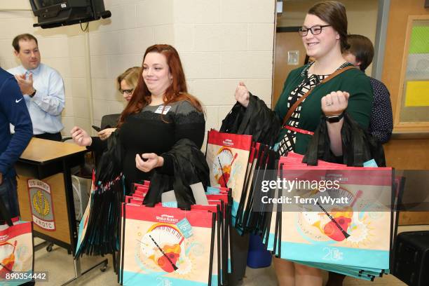 View of the atmosphere during the Donation of Musical Instruments to Antioch High School Music Students by Country Music Artist Easton Corbin and...