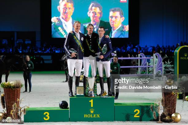 Peder Fredricson, Kevin STAUT of France, Scott Brash, during the prize giving cerimony 17th Rolex IJRC Top 10 Final. International Jumping...