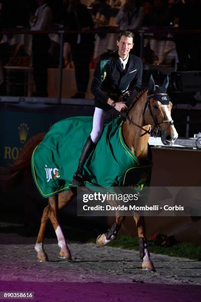 Kevin STAUT of France, riding Reveur de Hurtebise HDC, during the prize giving cerimony 17th Rolex IJRC Top 10 Final. International Jumping...