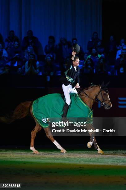 Kevin STAUT of France, riding Reveur de Hurtebise HDC, during the prize giving cerimony 17th Rolex IJRC Top 10 Final. International Jumping...