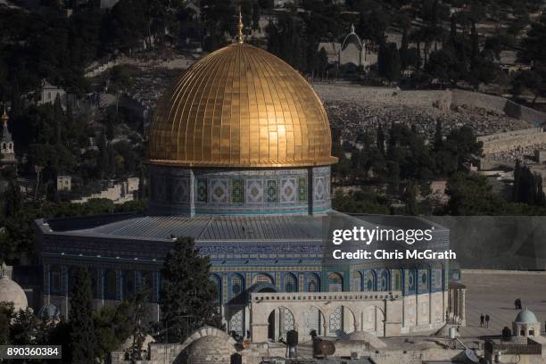 The Al-Aqsa Mosque is seen amongst buildings in the Old City on December 11, 2017 in Jerusalem, Israel. In an already divided city, U.S. President...