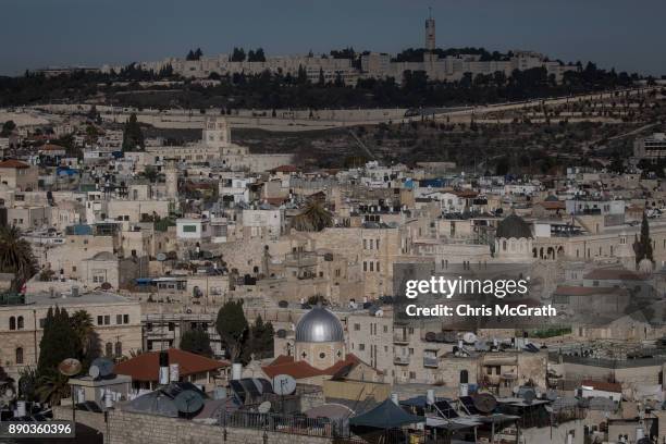 Buildings of the Old City are seen on December 11, 2017 in Jerusalem, Israel. In an already divided city, U.S. President Donald Trump pushed...