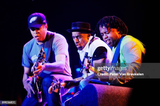 Stanley Clarke, Marcus Miller and Victor Wooten perform on stage on the second day of the North Sea Jazz Festival on July 11, 2009 in Rotterdam,...