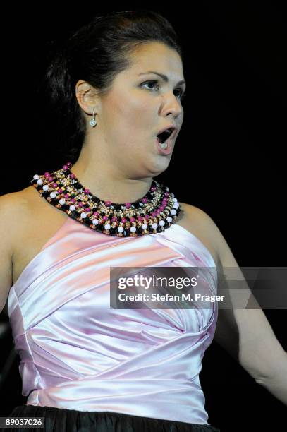 Anna Netrebko performs on stage at Ksnigsplatz Open Air on July 10, 2009 in Munich, Germany.