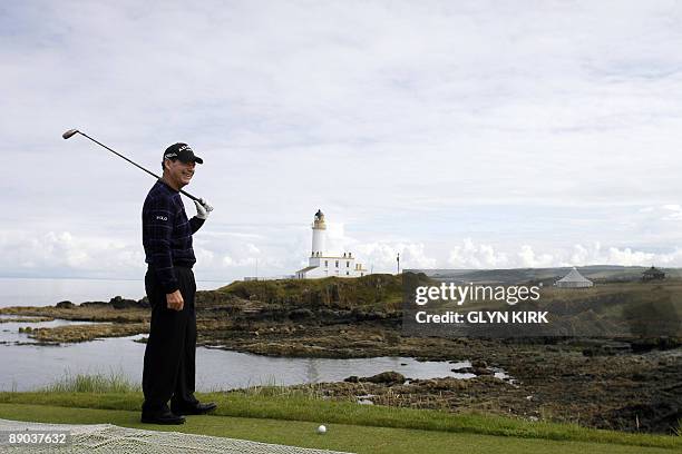 Golfer Tom Watson stands on the 9th tee during the final practice round, on July 15 ahead of the 138th British Open Championship at Turnberry Golf...