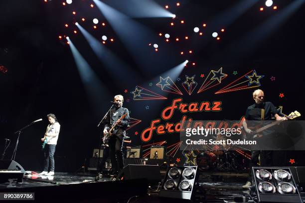 Musicians Dino Bardot, Alex Kapranos, Paul Thomson and Bob Hardy of the band Franz Ferdinand perform onstage during night two of KROQ Almost Acoustic...