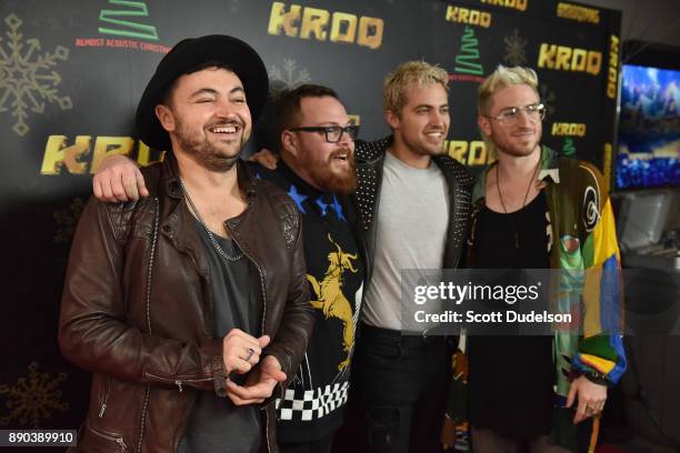 Musicians Eli Maiman, Sean Waugaman, Kevin Ray and Nicholas Petricca of the band Walk the Moon appear during night two of KROQ Almost Acoustic...