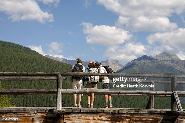 group adventure in remote mountain environment. - lake whitefish stock-fotos und bilder