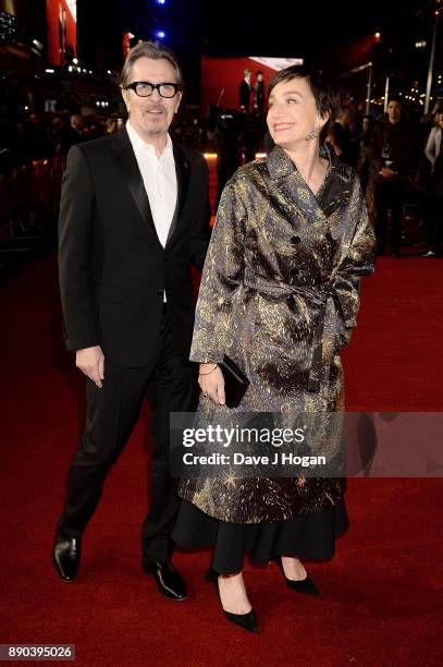 Gary Oldman and Kristin Scott Thomas attend the 'Darkest Hour' UK premiere at Odeon Leicester Square on December 11, 2017 in London, England.