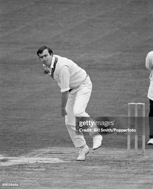 Jack Davey bowling for Gloucestershire against Northamptonshire at the County Ground in Northampton, 21st June 1971.