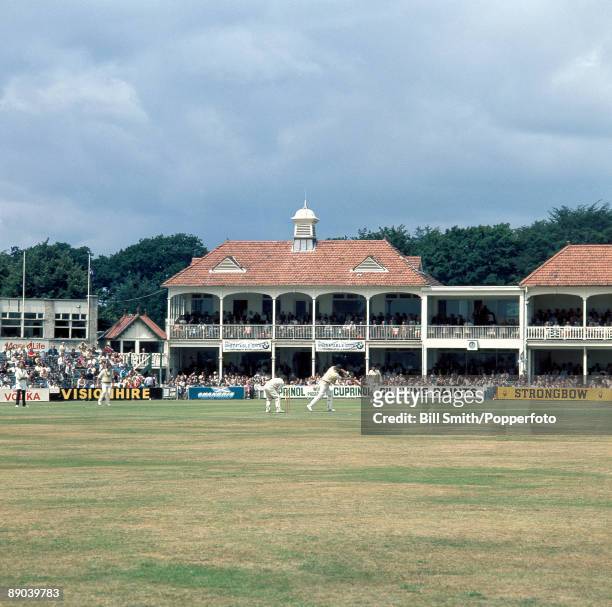 Cricket match in progress at the County Ground in Southampton, home of Hampshire County Cricket Club, circa 1980.