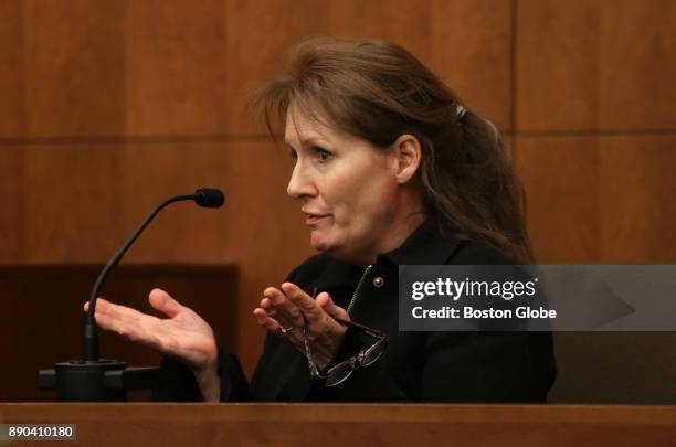 Lisa Brown, the mother of Joshua Messier, testifies during the trial of three prison guards facing manslaughter charges in the 2009 death of Messier,...