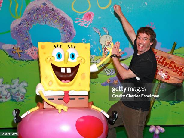 Voice of cartoon character Spongebob Squarepants, Tom Kenny attends the Spongebob Squarepants wax figure unveiling at Madame Tussauds on July 15,...