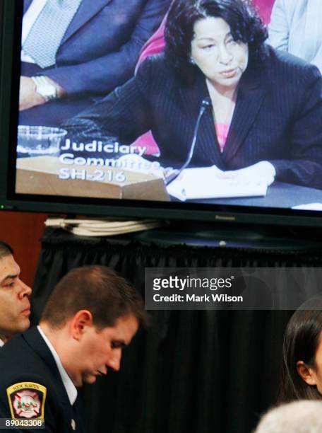 New Haven, CT. Firefighter Frank Ricci listens to Supreme Court nominee Judge Sonia Sotomayor testify on the third day of confirmation hearings...