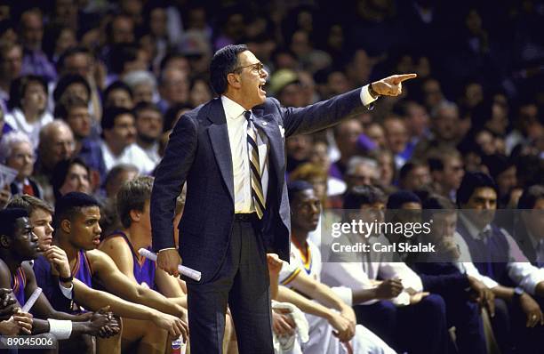 Kansas coach Larry Brown on sidelines during game vs Kansas State. Manhattan, KS 2/18/1988 CREDIT: Carl Skalak