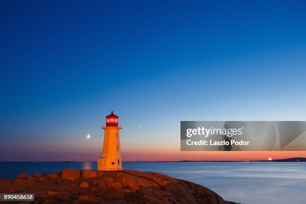 sunset at peggy's cove - lighthouse sunset stock pictures, royalty-free photos & images