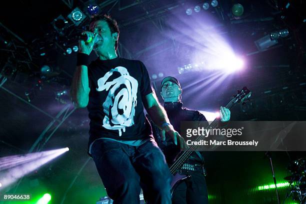 Rob Swire and Gareth McGrillen of Pendulum perform on stage for the Somerset Series '09 at Somerset House on July 15, 2009 in London, England.