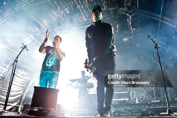 Rob Swire, Paul "El Hornet" Harding, Gareth McGrillen and Paul Kodish of Pendulum perform on stage for the Somerset Series '09 at Somerset House on...