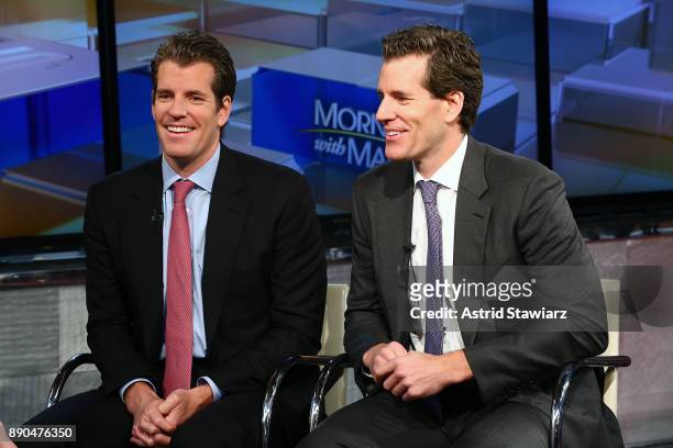 Entrepreneurs Tyler Winklevoss and Cameron Winklevoss discuss bitcoin with with Maria Bartiromo during FOX Business' "Wall Street Week" at FOX...