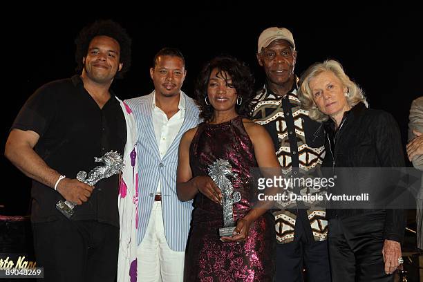 Eric Lewis, Terrence Howard, Angela Bassett, Danny Glover and Marina Cicogna attend day four of the Ischia Global Film And Music Festival on July 15,...