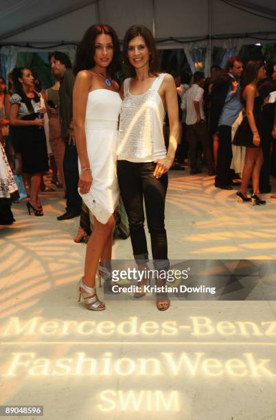 Miami BEACH, FL Orbit spokesperson Raquel, Chica Orbit and actress Perrey Reeves attend the the Mercedes-Benz Fashion Week Swim Offical Kick Off...