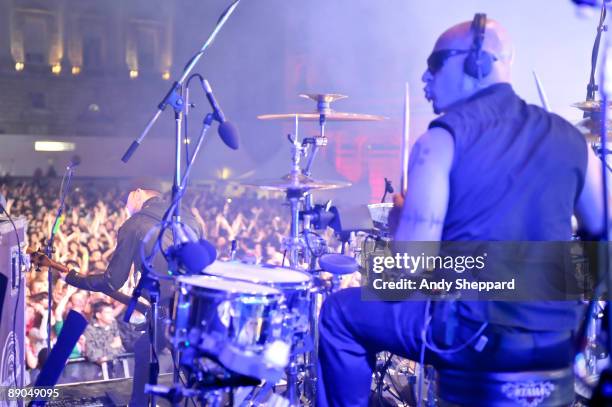 Gareth McGrillen and Paul Kodish of Pendulum perform on stage as part of the Somerset Series '09 at Somerset House on July 15, 2009 in London,...