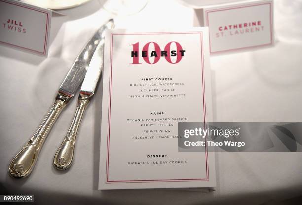 View of the menu during the Hearst 100 at Michael's Restaurant on December 11, 2017 in New York City.