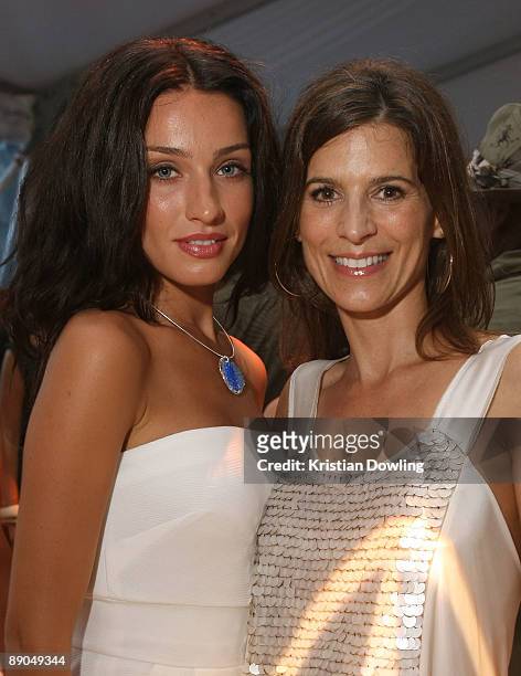 Orbit spokesperson Raquel, Chica Orbit and actress Perrey Reeves attend the Mercedes-Benz Fashion Week Swim 2010 Offical Kick Off Party at The...