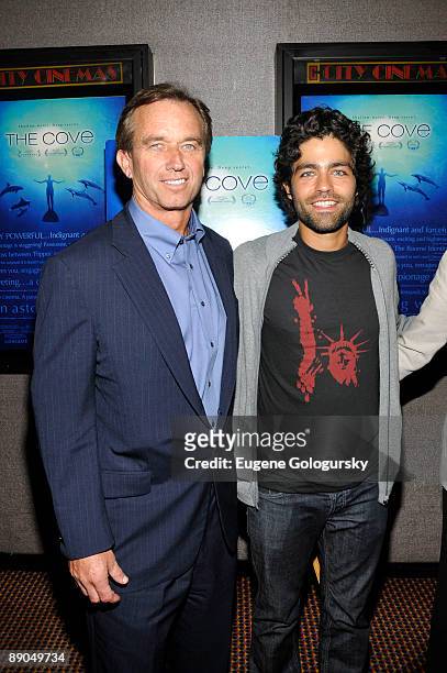 Environmental lawyer Robert F. Kennedy, Jr. And actor Adrian Grenier attend a special screening of "The Cove" at Cinema 2 July 15, 2009 in New York...