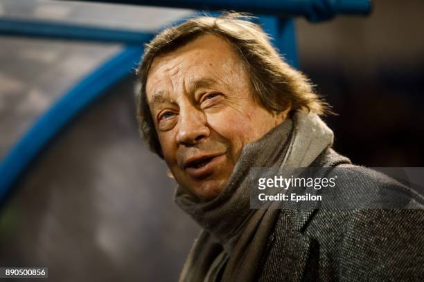 Lokomotiv Moscow head coach Yuri Semin smiles during the Russian Football League match between FC Tosno and FC Lokomotiv Moscow on December 11, 2017...