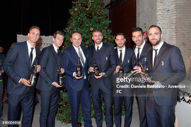 Juventus players and Matteo Lunelli attend the Juventus Institutional Christmas Dinner on December 11, 2017 in Turin, Italy.