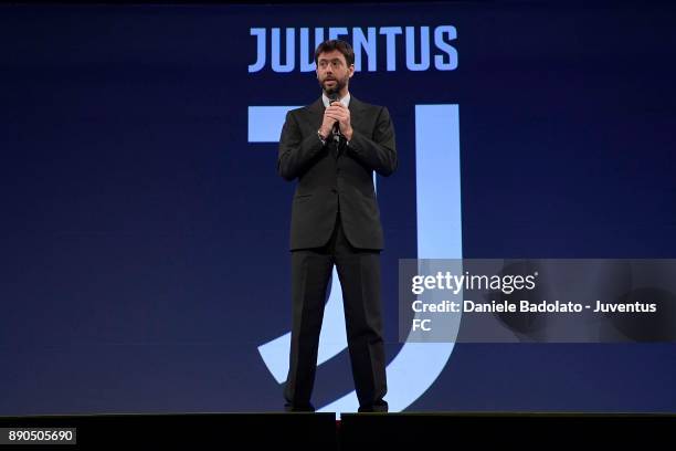 Andrea Agnelli of Juventus attends the Juventus Institutional Christmas Dinner on December 11, 2017 in Turin, Italy.