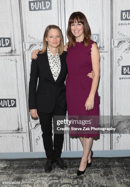 Jodie Foster and Rosemarie DeWitt attend Build Series to discuss "Black Mirror - Arkangel" at Build Studio on December 11, 2017 in New York City.