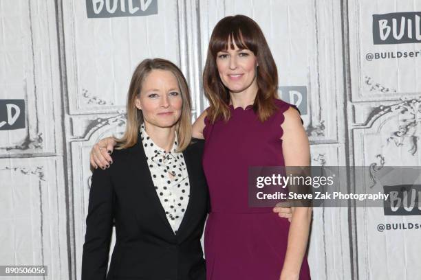 Jodie Foster and Rosemarie DeWitt attend Build Series to discuss "Black Mirror - Arkangel" at Build Studio on December 11, 2017 in New York City.