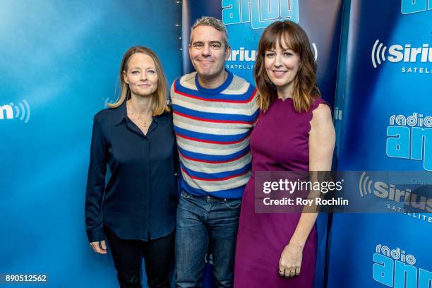 Rosemarie DeWitt and Jodie Foster visit 'Andy Cohen Live' hosted by Andy Cohen on his exclusive SiriusXM channel Radio Andy at SiriusXM Studios on...
