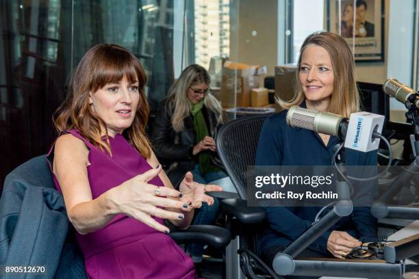 Rosemarie DeWitt and Jodie Foster visit 'Andy Cohen Live' hosted by Andy Cohen on his exclusive SiriusXM channel Radio Andy at SiriusXM Studios on...