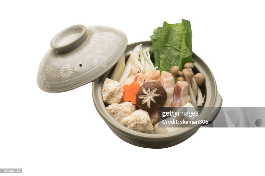 Bowl of Vegetable and pork for shabu hotpot