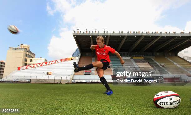 Jonny Wilkinson, the England standoff, who has recently joined Toulon, practices his kicking at the Stade Felix Mayol on July 15, 2009 in Toulon,...