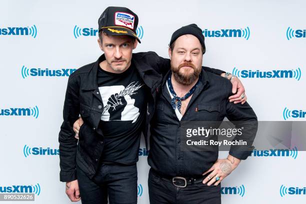 Nathaniel Rateliff & The Night Sweats members Joseph Pope III and Nathaniel Rateliff visit at SiriusXM Studios on December 11, 2017 in New York City.