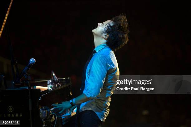 Britsh jazz singer Jamie Cullum performs on stage on the last day of the North Sea Jazz Festival on July 12, 2009 in Rotterdam, Netherlands.